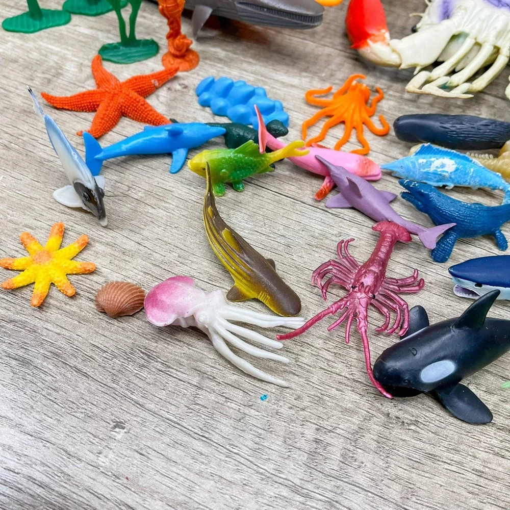 Sea Creature Toy Lot Sharks Whale Octopus Crab Fish Plastic Figures
